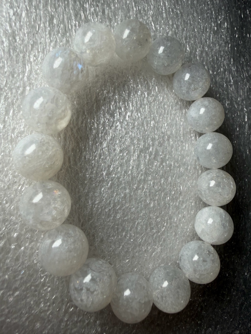 Beautiful 12MM White Snowflake Moonstone Natural Crystal Bracelet